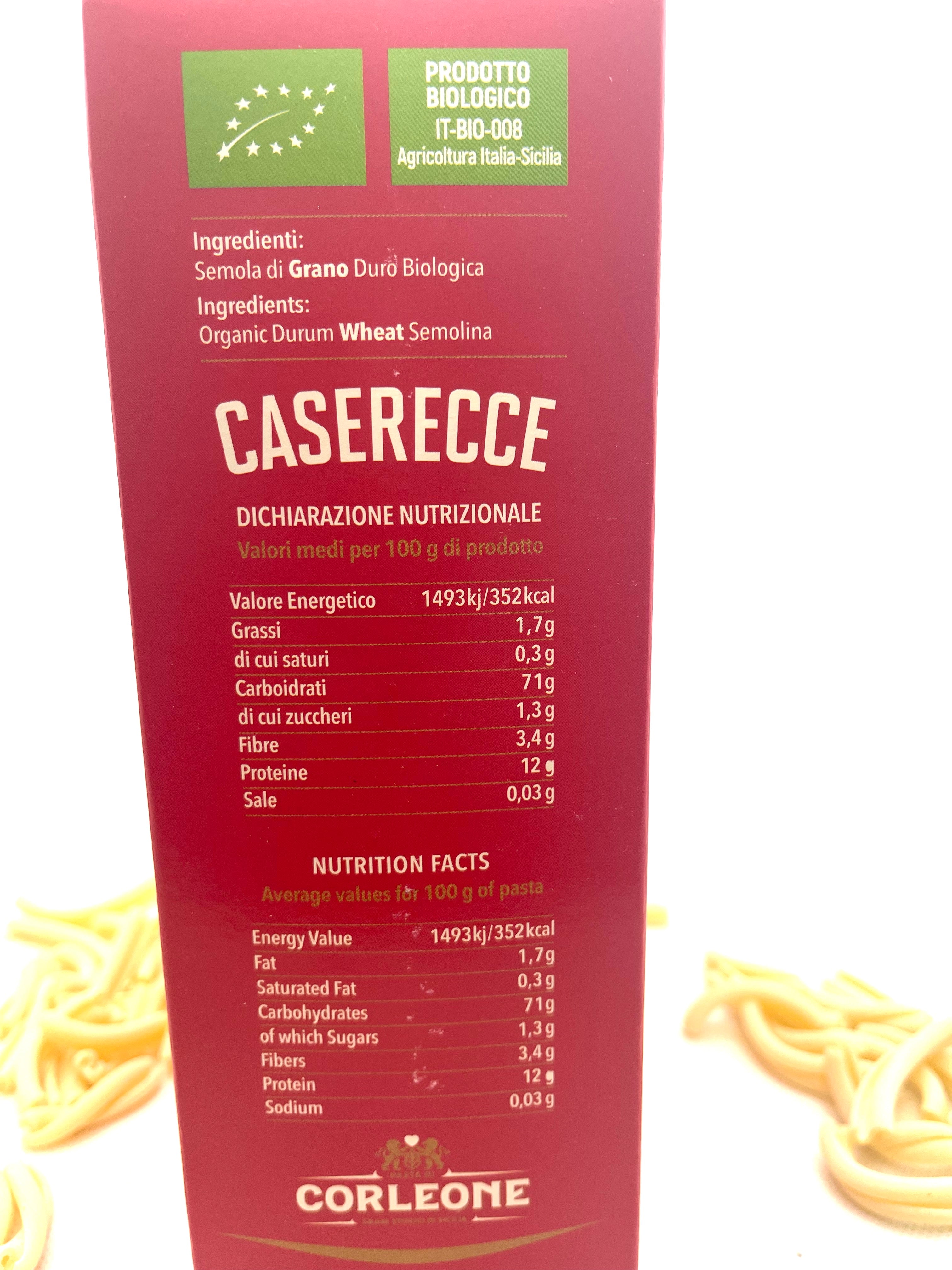 Rigatoni, Organic Historic Grain Pasta, Low Gluten , Corleone Brand