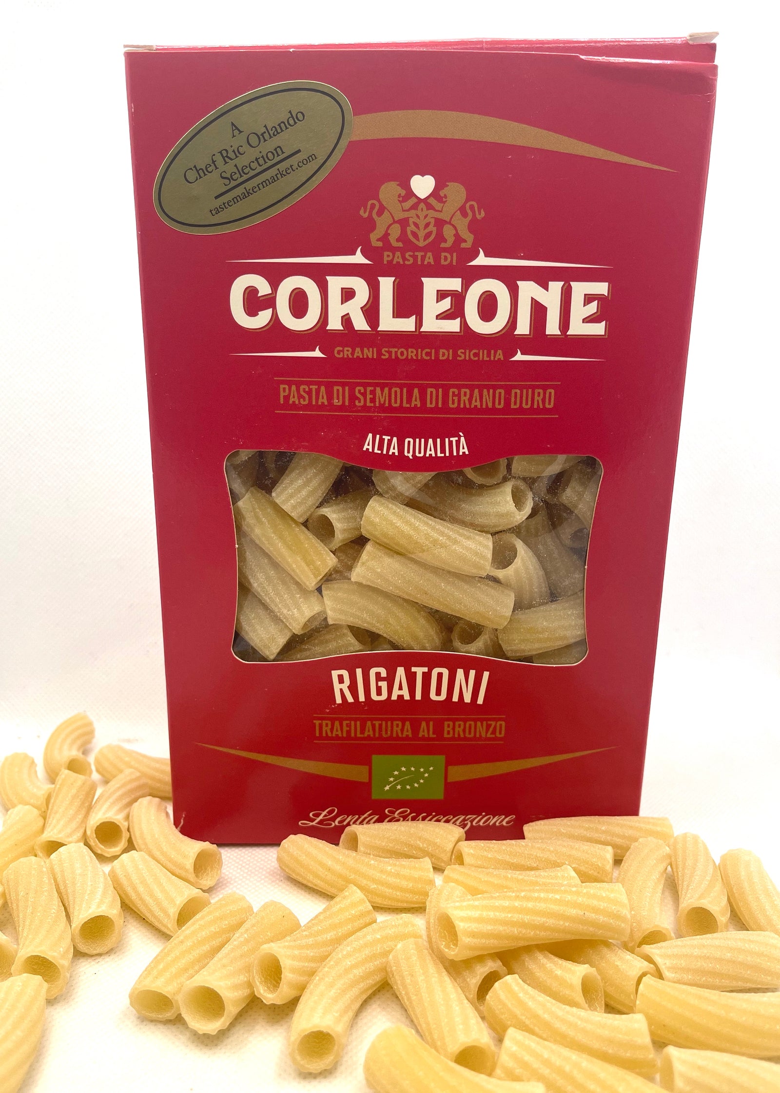 Rigatoni, Organic Historic Grain Pasta, Low Gluten , Corleone Brand
