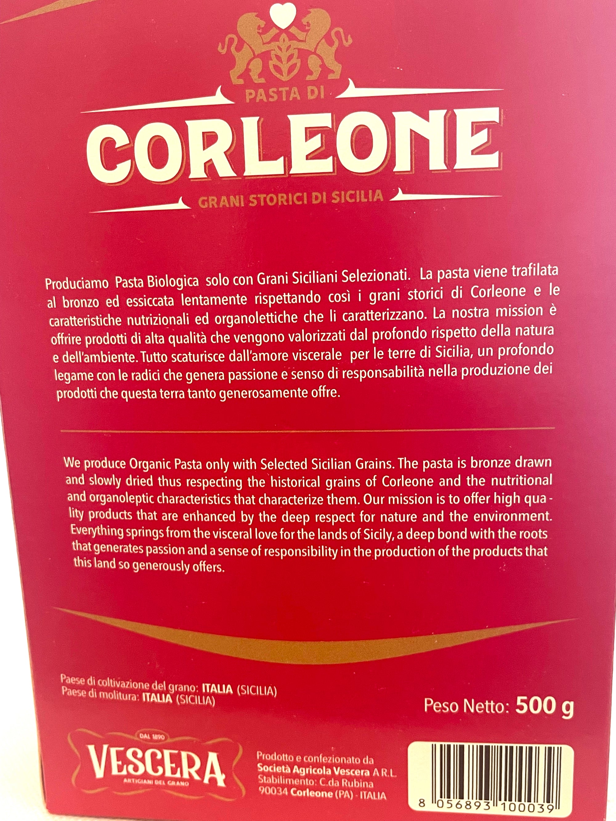 Corleone Historic Grain Pasta, Rigatoni, Low Gluten , Organic (Copy)